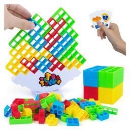 Goyal's Tetra Tower Game 32 Pcs (4 Different Shapes) Stack Tower Blocks with 22 Cards, Swing Stack Balance Building Block Interactive STEM Toy-2