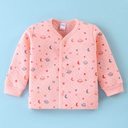 Tango Interlock Knit Full Sleeves Jhabla with Space Theme Print - Pink-24