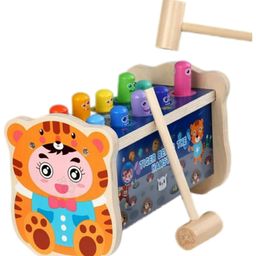 Trinkets & More Kids - Pounding Bench Hammer Toy Tiger Beats The Hamster Set 10 Pegs 2 Hammers 1 Year+ (Hamster Bench), Multicolor-24