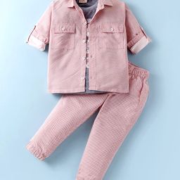 Rikidoos Full Sleeves Abstract Printed Shirt WithTee & Pant - Peach & Grey-picture-13