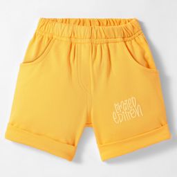 Tango Looper Knit Knee Length Shorts with Text Embroidery - Golden-image-62