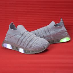 FEETWELL SHOES Mesh Detailed Slip On LED Shoes - Grey-image-75