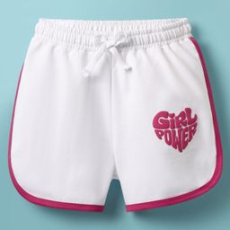 Pine Kids Looper Knit Mid Thigh Shorts With Text Print - White-image-80