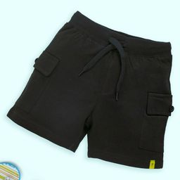Kiddopanti Cotton Solid Cargo Shorts - Black-image-53