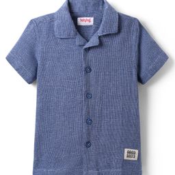 Babyhug Cotton Woven Half Sleeves Solid Colour Shirt - Blue-image-66