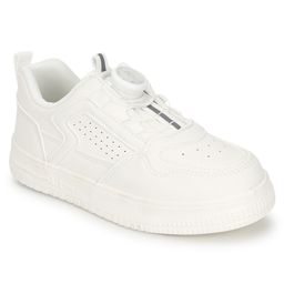 TRUFFLE COLLECTION Solid With Rotating Button Closure Sneakers - White image 3