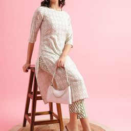 KALINI Women Printed Regular Kurta with Trousers-image-98