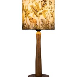 Green Girgit Wooden Brown Lamp with Jungle Print Shade image 3