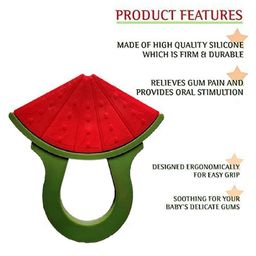 Enorme Silicone Watermelon Shape Red Teething Soft Teether and Ring Style Food Fruit Feeder Nibbler Pacifier for Babies image 4