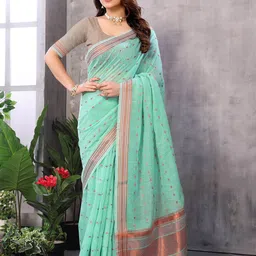 Moda Rapido Woven Design Zari Pure Linen Chanderi Saree-picture-54