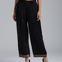 WISHFUL by W Women Black Regular Fit Solid Parallel Trousers-image-73