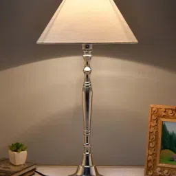 Homesake Silver Imperial Nickel Brushed Lamp with White Cone Shade (Bulb Included) - Set of 1-27
