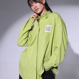 Hubberholme Light Green Cotton Graphic Print Oversized Shirt-image-34
