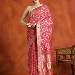 Jaipur Kurti Red Woven Saree With Unstitched Blouse-picture-14