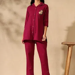 FILO HEVIS Embroidered Shirt Collar Shirt With Trousers Co-Ords-picture-32