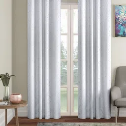 SOKNACK White & Brown Set of 2 Geometric Long Door Curtain-14