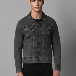 Louis Philippe Jeans Grey Cotton Slim Fit Denim Jacket-image-78