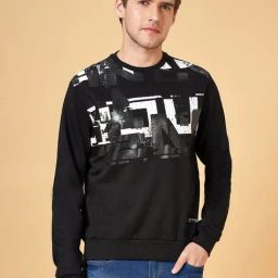 People By Pantaloons Black Cotton Regular Fit Printed Sweatshirt-image-39