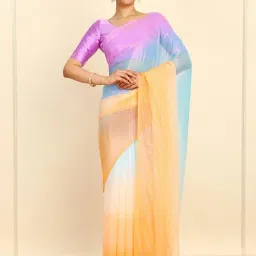 Soch Womens Lavender Chiffon Ombre Saree With Tassels-image-1
