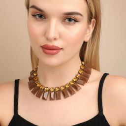 Sohi Multicolour Designer Statement Stones Necklace image 2