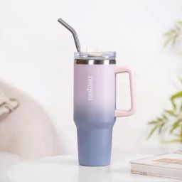 Nestasia Gradient Purple Insulated Reusable Stainless Steel Tumbler with Handle Straw & Lid (1.2L)-picture-24