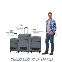 Citizen Wander Weave Grey Color Block Trolley Bag Pack of 3 - 55 Cms, 65 Cms & 75 Cms image 2