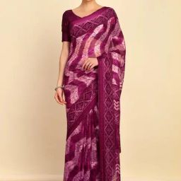 Soch Womens Magenta Chiffon Abstract Print Saree-image-28