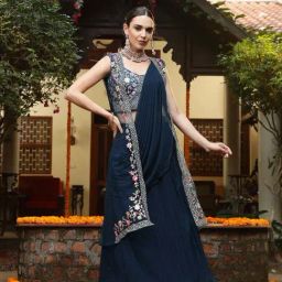 Stylum Blue Embroidered Lehenga Choli Set with Dupatta-image-57