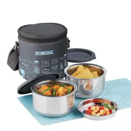 Borosil Carry Fresh Silver Stainless Steel Insulated Lunch Set-43