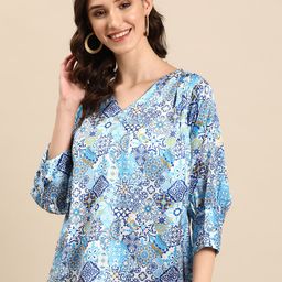 Sangria Ethnic Print Satin Top-image-14