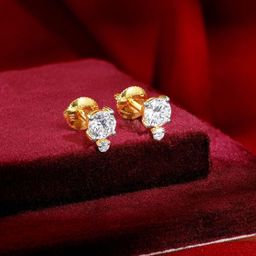GIVA 14Kt Yellow Gold Lab Grown Celeste Solitaire Earrings Diamond -1.36g-picture-5