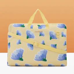 Caprese Yellow Barbara Printed Canvas Laptop Bag-image-16