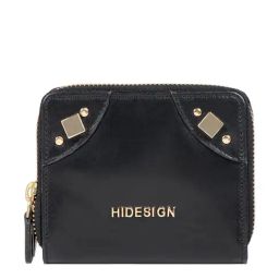 Hidesign Rockstar Indie W1 RF Black Rivets Rfid Zip Around Wallet for Women-image-40