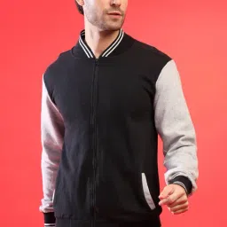 Campus Sutra Black & Grey Full Sleeves Bomber Jacket-21