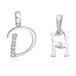 Taraash 92.5 Sterling Silver 'D' & 'H' Initial Letter Couple Pendants-image-55