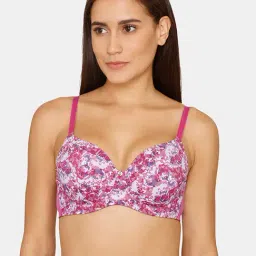 Zivame Purple Printed Half Coverage Under-Wired T-Shirt Bra-image-99