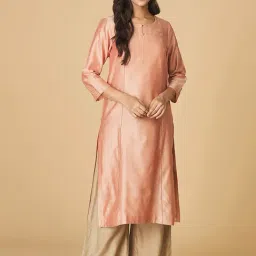 Fabindia Peach Straight Kurta-image-32