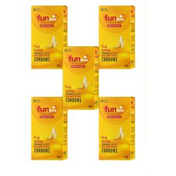 Funtime Set Of 5 Ribbed Long Lasting Climax Control Condoms- 10 Pcs Each- Banana Flavour-19
