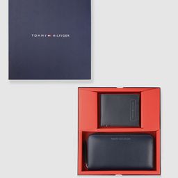 Tommy Hilfiger Set of 2 Navy Blue Wallets Leather Couples Accessory Gift Set-56