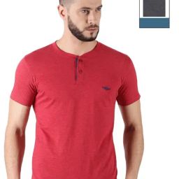 Force NXT Red & Black Cotton Regular Fit Henley T-Shirt - Pack Of 2-image-52