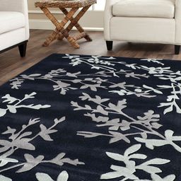 PRESTO Blue & Grey Printed Hand Tufted Wool Anti-Skid Carpet-image-97