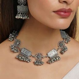 Teejh Jashn Silver Oxidised Necklace set-image-33