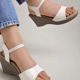 Shoetopia Women's White Ankle Strap Wedges-image-57