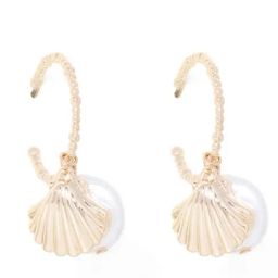 Forever New Gold & Pearl Sariah Shell Hoop Earring-36