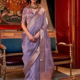 Vardha Purple Woven Saree With Unstitched Blouse-picture-32
