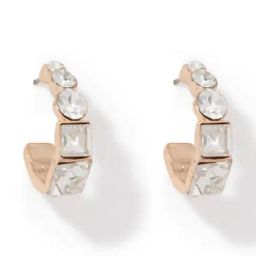 Forever New Rose Gold & Crystal Everly Stone Hoop Earring-image-94