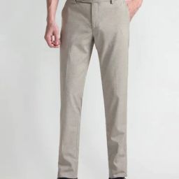 Arrow Beige Regular Fit Striped Trousers-image-87