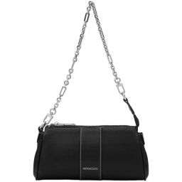 Miraggio Black Textured Medium Shoulder Handbag-image-69