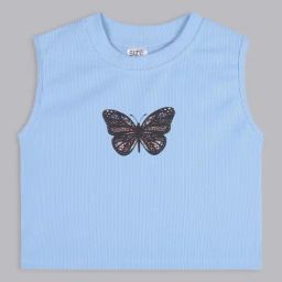 Bolly Lounge Girls Turquoise Cotton Regular Fit Crop Top-image-77