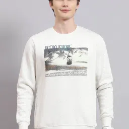 Monte Carlo Ecru Regular Fit Printed Sweatshirt image 1